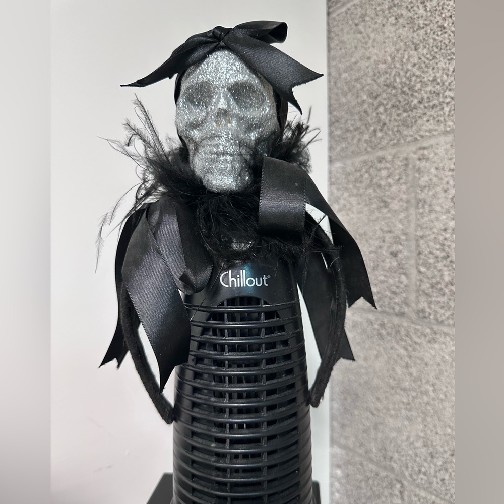 Glitter Skull with Black Ribbons Headband